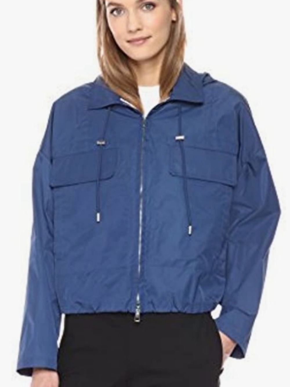Theory Women's Cropped Anorak Bomber Oversized Jacket